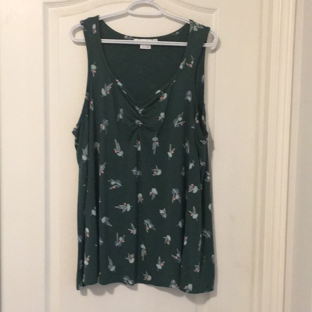 Green with flowers tank top